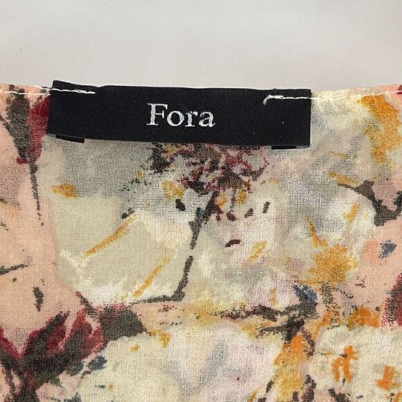 Fora Flared Sleeves Floral Faux Wrap Multicolor V-neck Blouse Size M - Picture 3 of 5